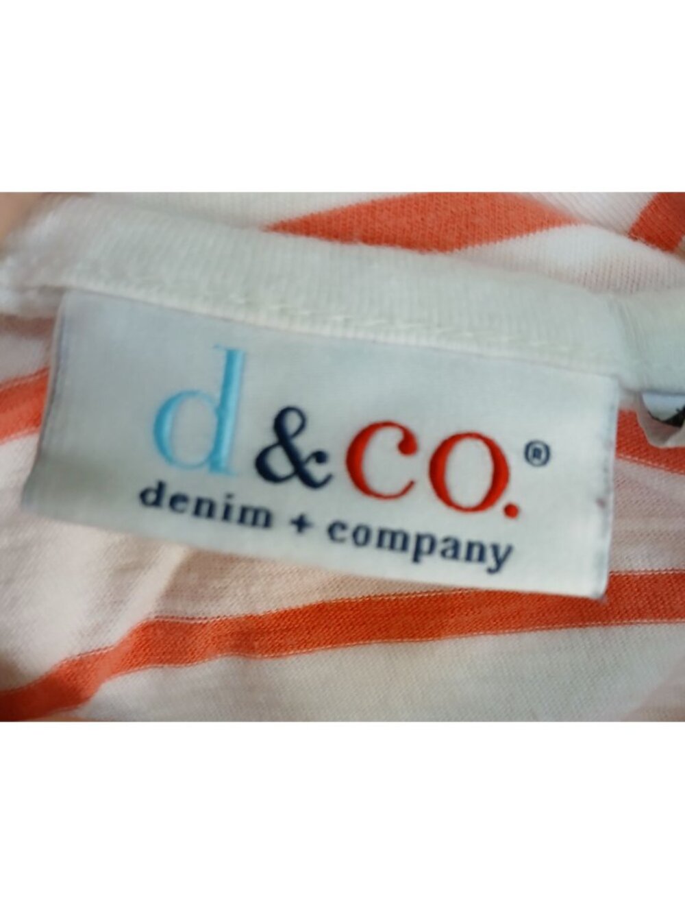 Denim & Co Womens XXS Orange White Striped TShirt Ready For The Beach #D-36 - Picture 3 of 6